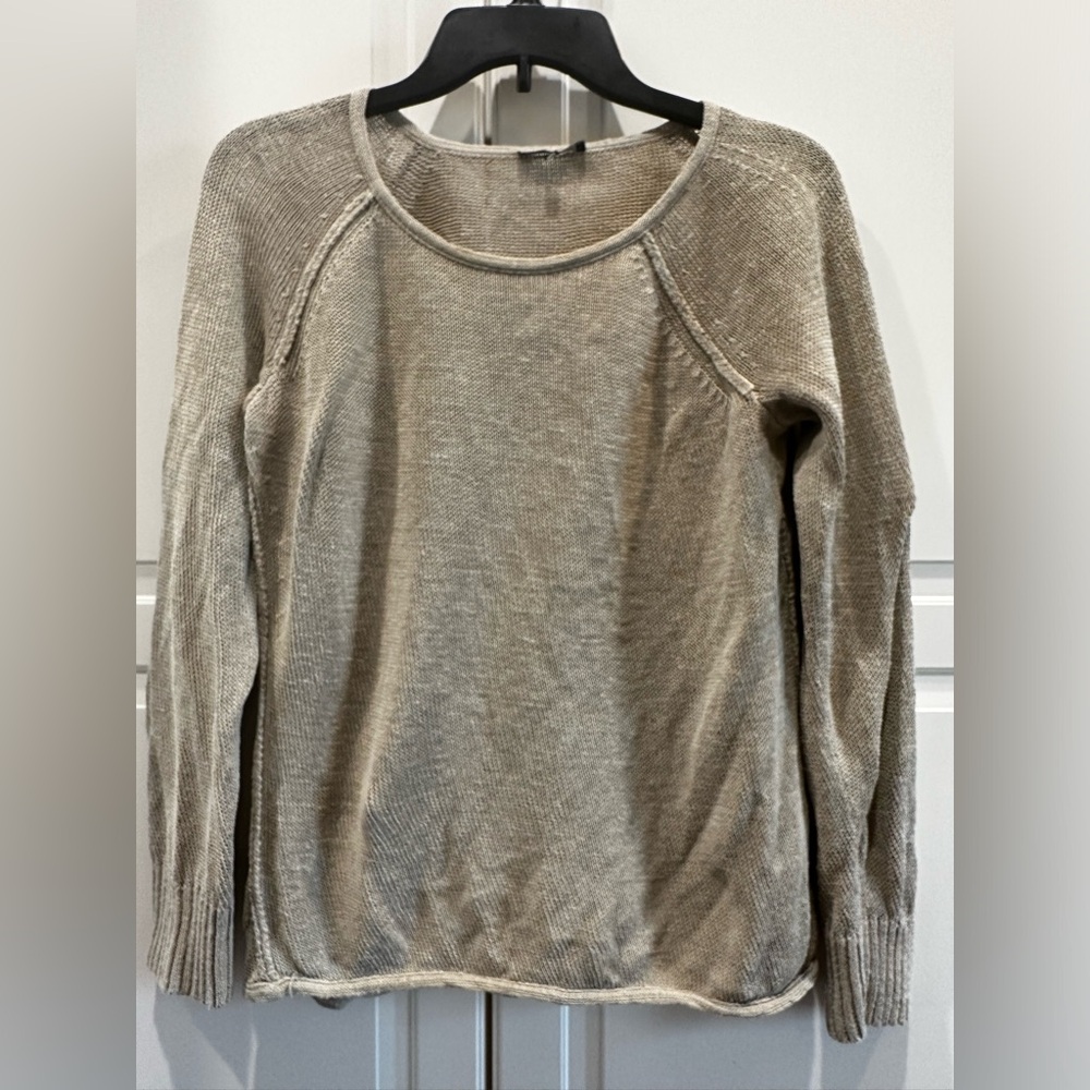 Lafayette 148 New York Cream Linen Blend Cable Knit Sweater Top